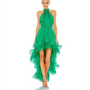 Mac Duggal Emerald Green High Low Halter Evening Dress 6